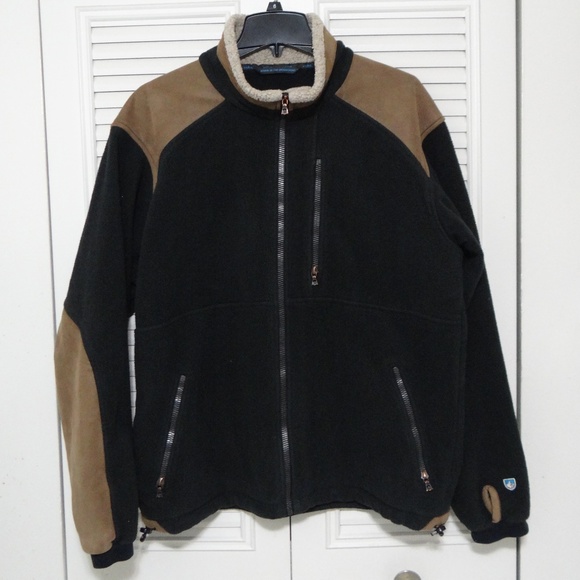 KÜHL Alpenwurx Men’s Large Black Brown Sherpa Fleece Jacket Full Zip Outdoor - Picture 2 of 8